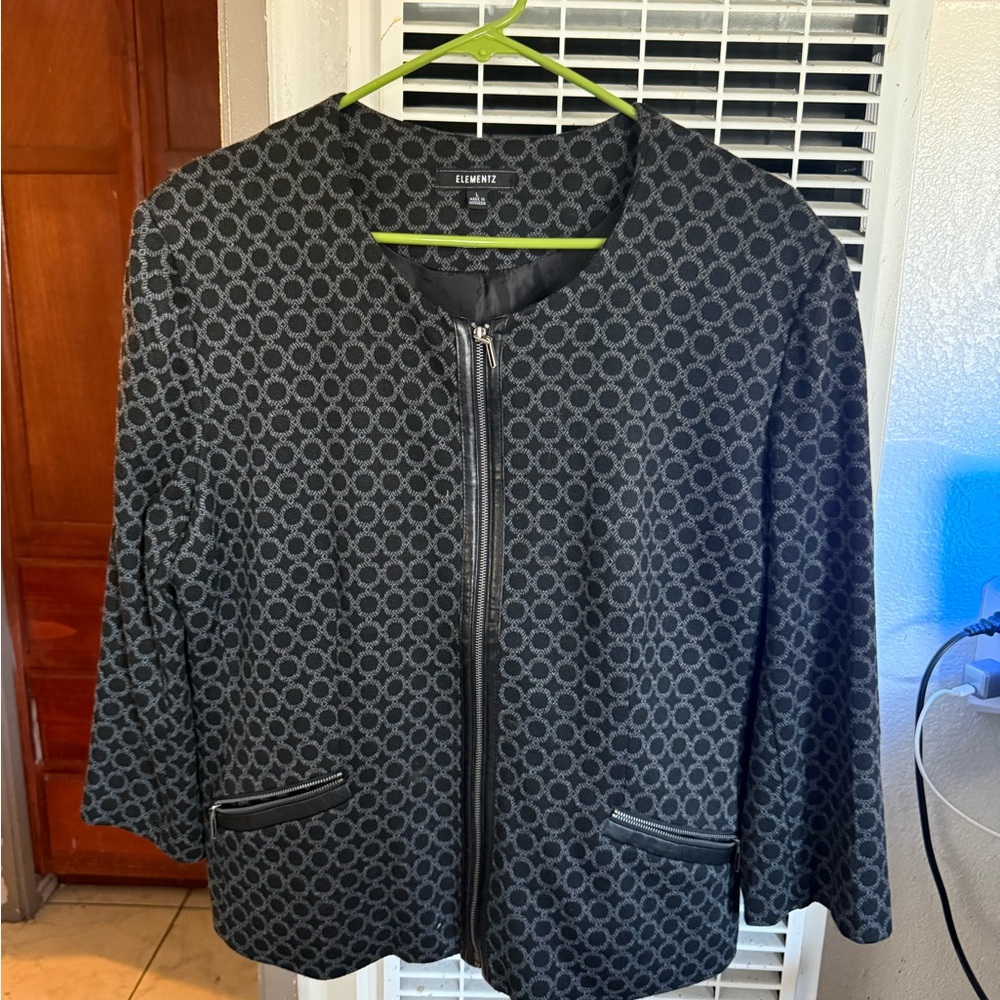 Elementz Women's Black Geometric Blazer